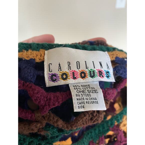 Vintage colorful crocheted cropped long sleeve free size beads Carolina Colours - Picture 3 of 5